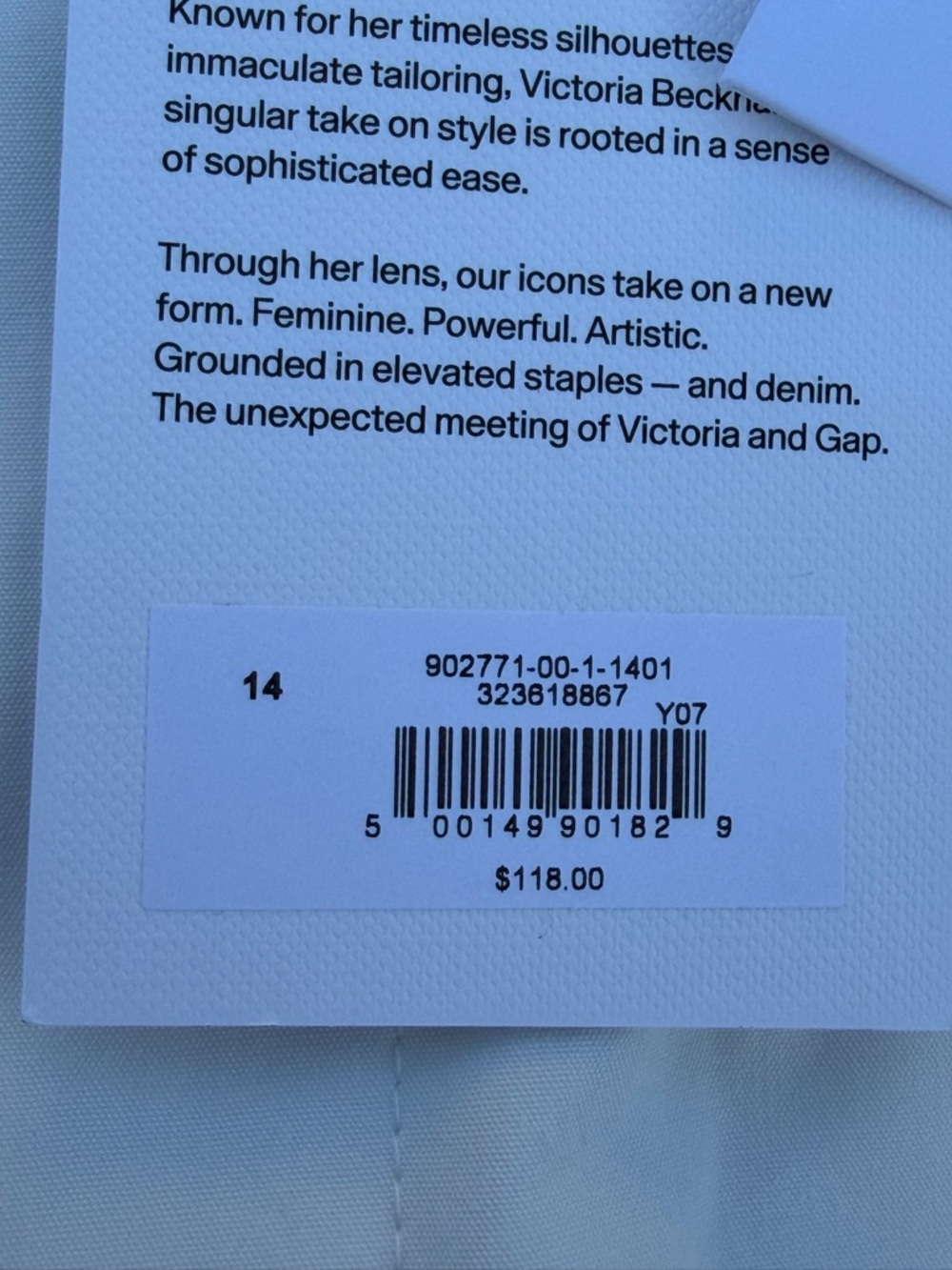 Victoria Beckham White Dress Slacks Gap Collab sz 14 with Subtle Label Detail - Picture 3 of 15